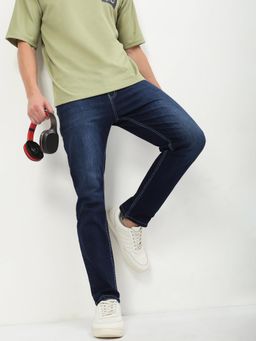 SHOWOFF - Men Navy Blue Solid Straight Fit Jeans