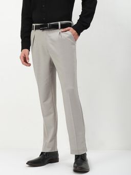 SHOWOFF - Men Grey Solid Formal Trouser
