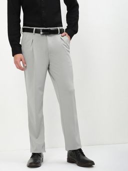SHOWOFF - Men Grey Solid Formal Trouser