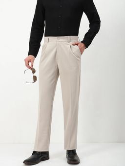 SHOWOFF - Men Beige Solid Formal Trouser