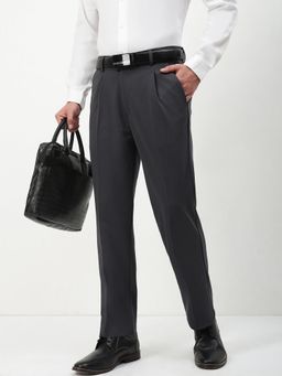 SHOWOFF - Men Charcoal Solid Formal Trouser