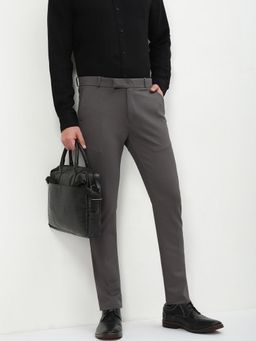 SHOWOFF - Men Charcoal Solid Formal Trouser
