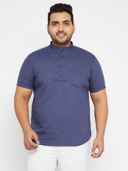 SHOWOFF - Men Solid Blue Straight Kurta