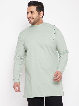SHOWOFFFF - Men Geometric Green Straight Kurta