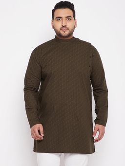 SHOWOFFFF - Men Geometric Green Straight Kurta