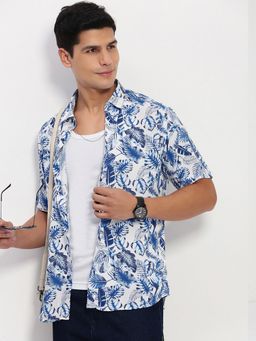 SHOWOFF - Men Blue Floral Slim Fit Shirt