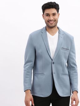 SHOWOFF - Men Blue Solid Single Breasted Blazer