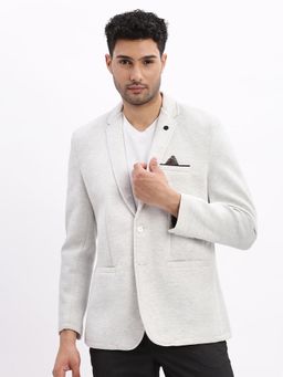 SHOWOFF - Men Grey Textured Single Breasted Blazer