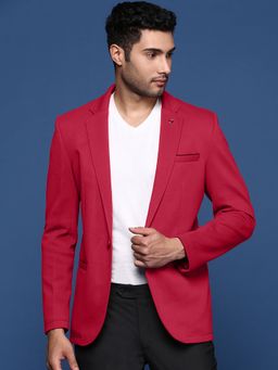SHOWOFFFF - Men Red Solid Single Breasted Blazer