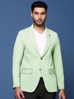 SHOWOFF - Men Green Solid Single Breasted Blazer