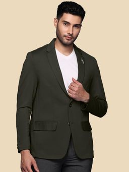 SHOWOFF - Men Green Solid Single Breasted Blazer