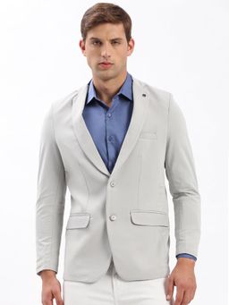 SHOWOFF - Men Grey Solid Single Breasted Blazer