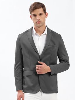 SHOWOFF - Men Grey Solid Single Breasted Blazer