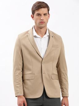 SHOWOFF - Men Beige Solid Single Breasted Blazer