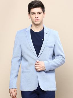 SHOWOFFFF - Men Blue Solid Single Breasted Blazer