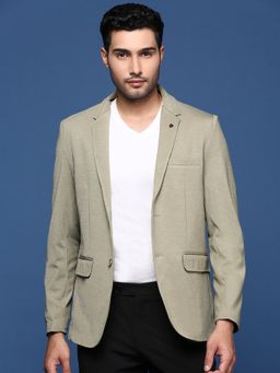 SHOWOFF - Men Green Solid Single Breasted Blazer