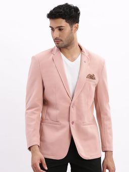 SHOWOFFFF - Men Peach Solid Single Breasted Blazer