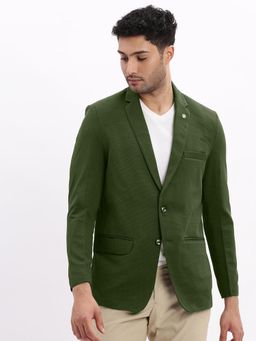SHOWOFF - Men Green Solid Single Breasted Blazer
