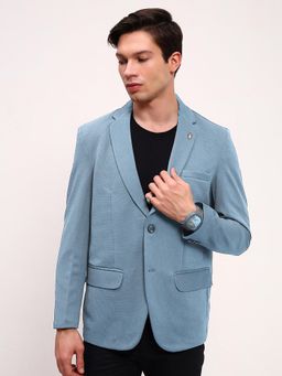 SHOWOFF - Men Blue Solid Single Breasted Blazer