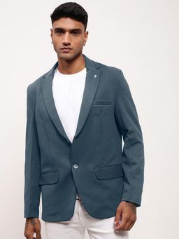 SHOWOFF - Men Charcoal Solid Single Breasted Blazer