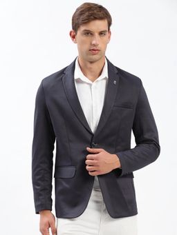 SHOWOFF - Men Navy Blue Solid Single Breasted Blazer