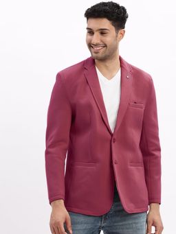 SHOWOFF - Men Magenta Solid Single Breasted Blazer