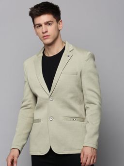 SHOWOFF - Men Green Solid Single Breasted Blazer