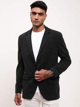 SHOWOFF - Men Black Textured Single Breasted Blazer