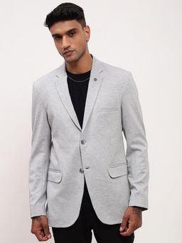 SHOWOFF - Men Grey Solid Single Breasted Blazer