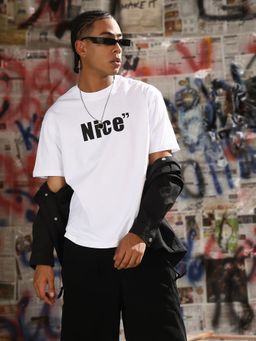 SHOWOFFFF - Men White Typography T-Shirt