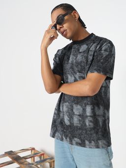 SHOWOFF - Men Grey Typography T-Shirt