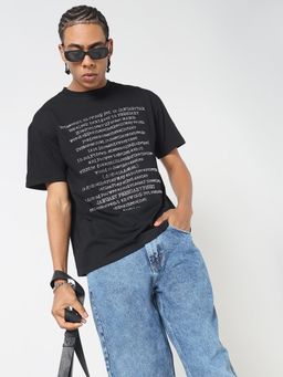 SHOWOFFFF - Men Black Typography T-Shirt