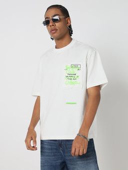 SHOWOFF - Men White Printed T-Shirt