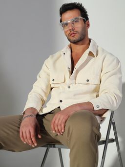 SHOWOFF - Edition Men's Solid Cream Shacket