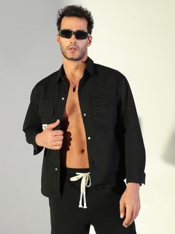SHOWOFF - Edition Men's Solid Black Shacket