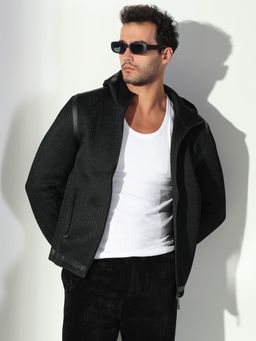 SHOWOFF - Edition Men's Hooded Solid Black Jacket