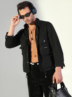 SHOWOFF - Edition Men's Solid Black Shacket