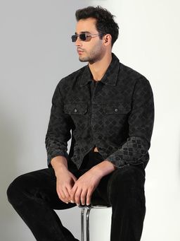 SHOWOFF - Edition Men's Geometric Black Shacket