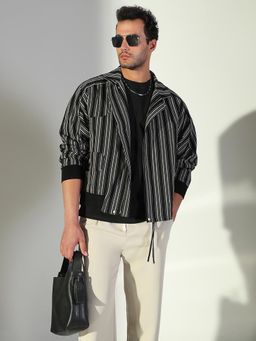 SHOWOFF - Edition Men's Striped Black Oversized Tailored Jacket