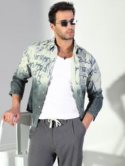 SHOWOFF - Edition Men's Typography Green Shacket