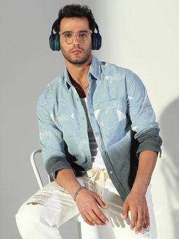 SHOWOFF - Edition Men's Typography Blue Shacket