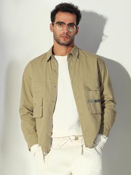 SHOWOFF - Edition Men's Solid Khaki Shacket