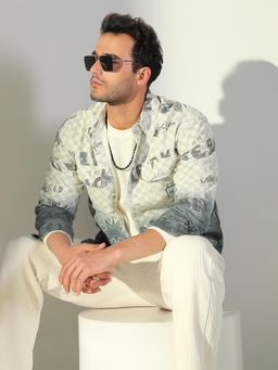 SHOWOFFFF - Edition Men's Typography Cream Shacket