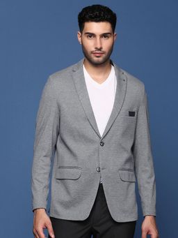 SHOWOFF - Men Grey Solid Single Breasted Blazer