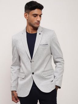 SHOWOFF - Men Grey Solid Single Breasted Blazer