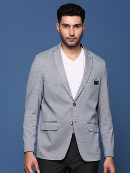 SHOWOFF - Men Navy Blue Solid Single Breasted Blazer