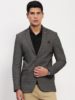 SHOWOFF - Men Grey Checked Single Breasted Blazer