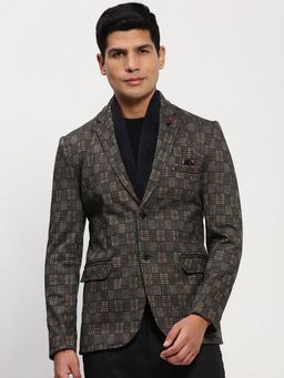 SHOWOFF - Men Grey Checked Single Breasted Blazer