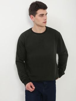 SHOWOFF - Men Olive Solid Sweatshirt