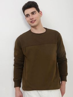 SHOWOFF - Men Olive Solid Sweatshirt